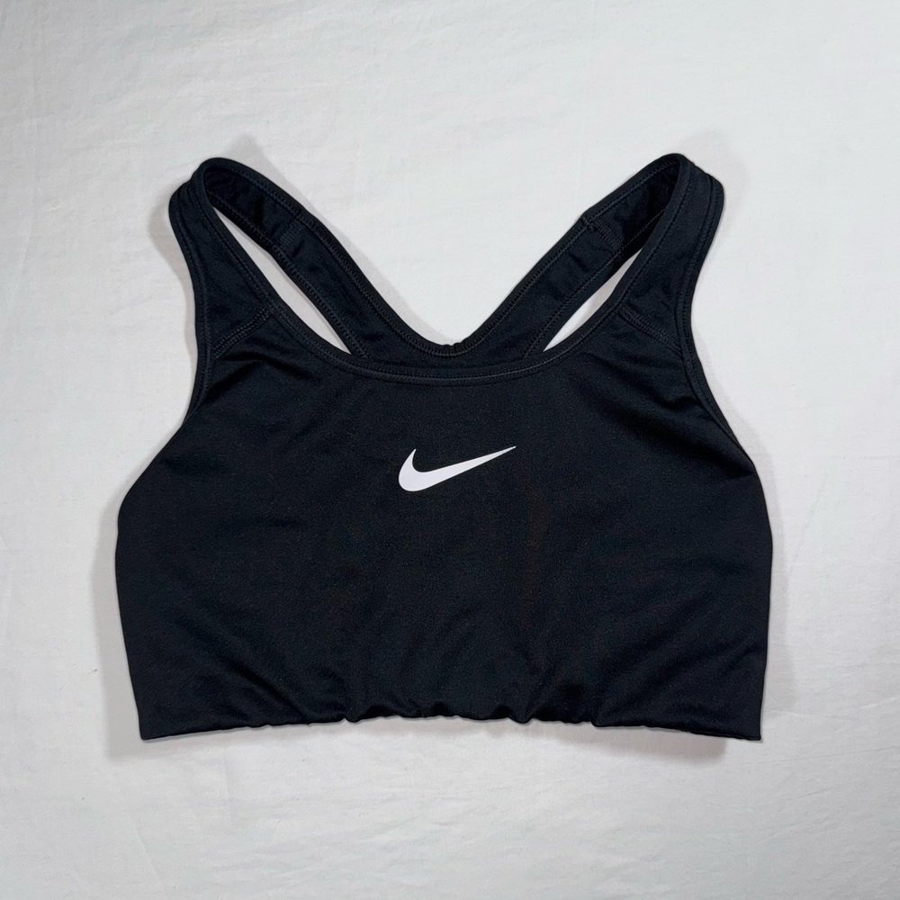 Nike Dri-FIT Womens Medium‎ Support Racerback Sports Bra Black White Swoosh M